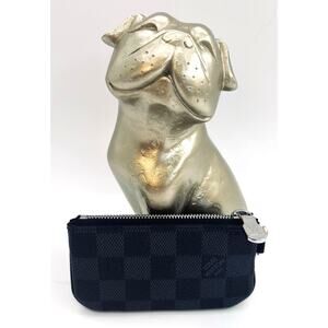 Louis Vuitton Damier Graphite Key Cles SHW Pouch Coin Charm Black Gray Authentic